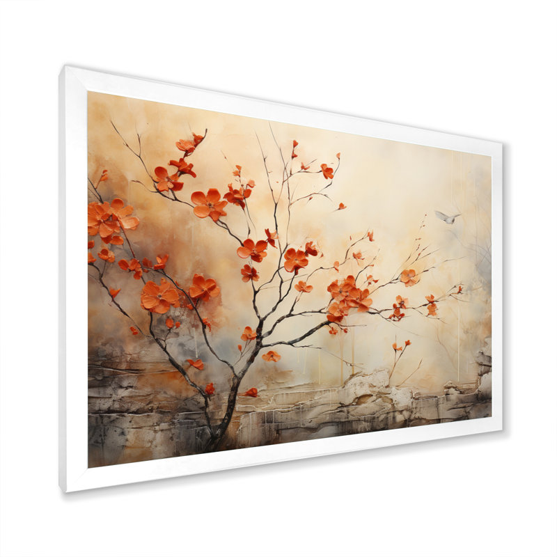 «Maple Trees Glowing Embers I», reproduction d'art sur toile érable, Cadre simple blanc, H 24 po x l 32 po x P 1 po