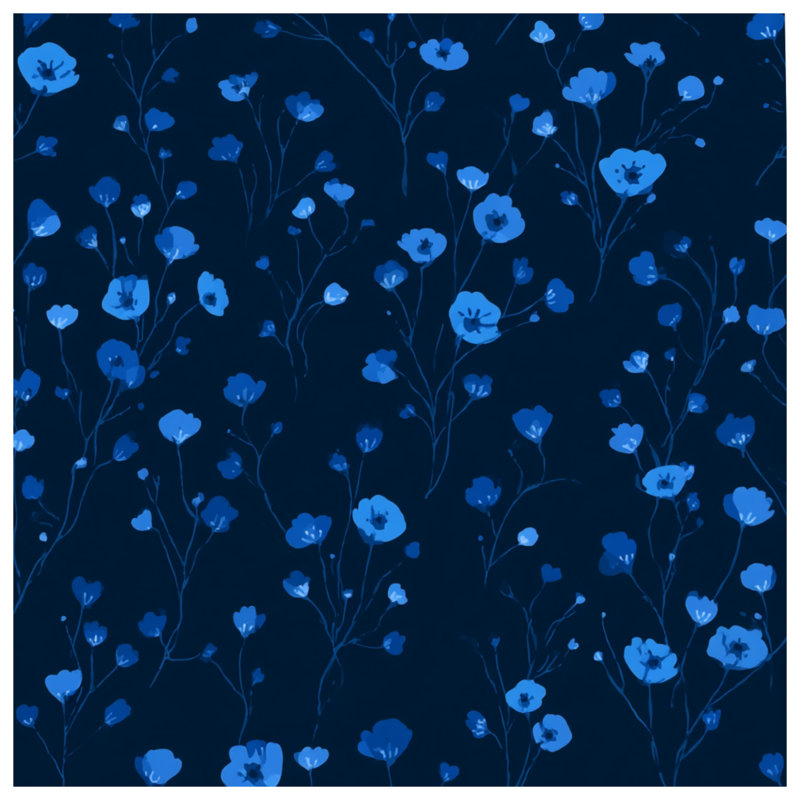 Fleurs, édredon floral, bohème bohémien, Édredon simple, Bleu foncé, fleurs