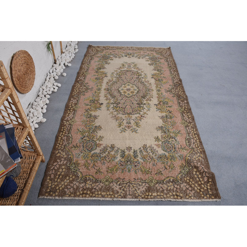 Tapis brun pour la chambre à coucher, tapis tendance, tapis 4 x 7,5 pi, tapis rétro, tapis turc, tapis moderne