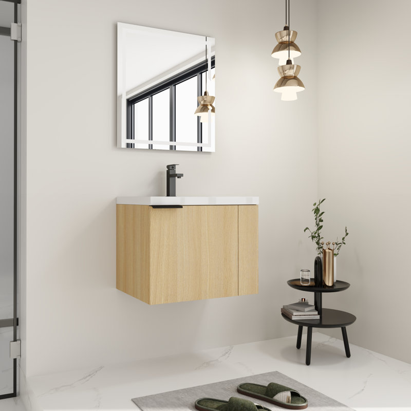Meuble-lavabo moderne 24 po avec lavabo en résine et armoire de rangement