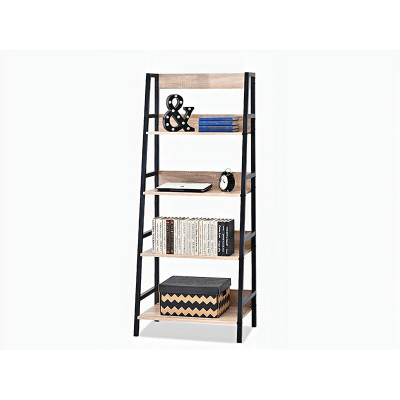 Faithia 154cm H x 65cm W Steel Etagere Bookcase, Oak, Black