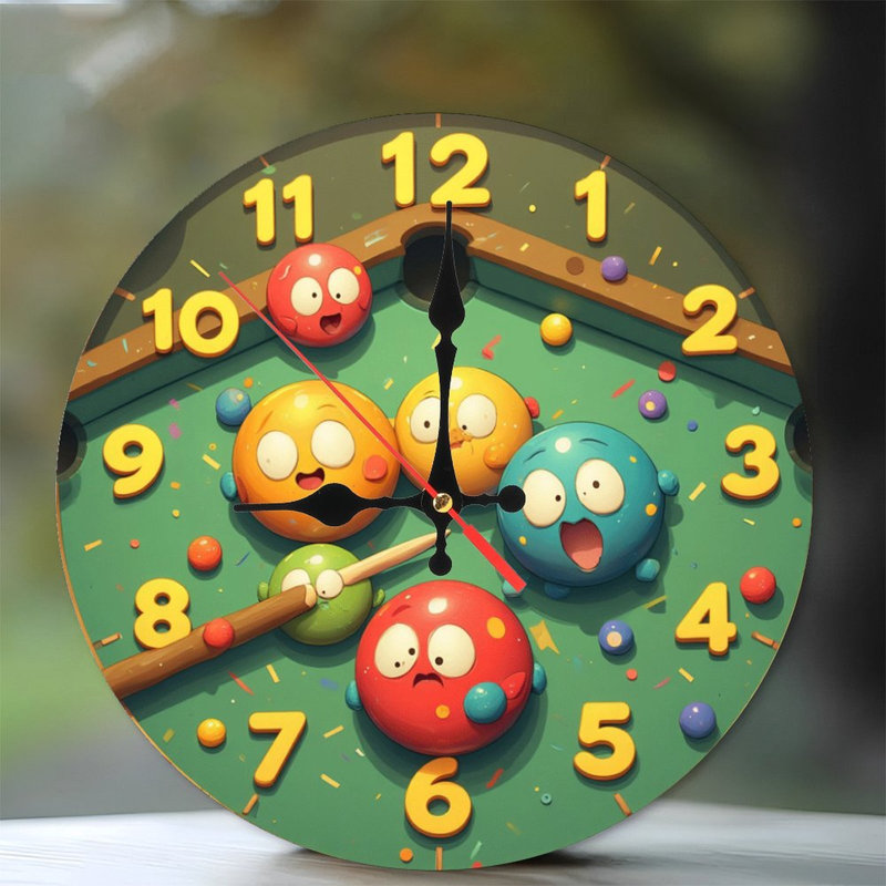 Dessin mignon d'une horloge de boule de billard