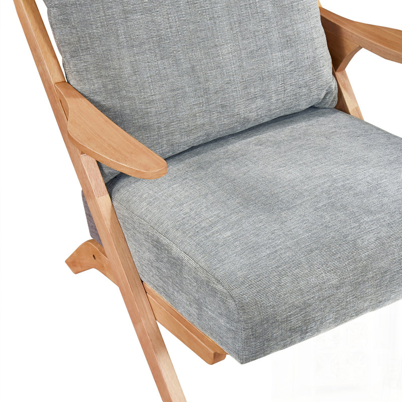Chaise d'appoint de style Mid-Century moderne avec coussin de siège confortable et structure en bois d'hévéa durable, parfaite pour l'élégance du salon