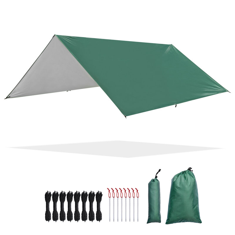 Camping Tent Tarp Hammock Rain Fly Waterproof, Green, 0.1"H x 156.9"W x 116.1"D