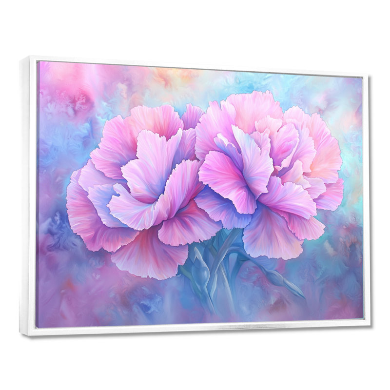 Harmony of Carnation - œillets, art mural, Impression dans un cadre flottant sans passe-parto, 16" H x 32" W, Blanc