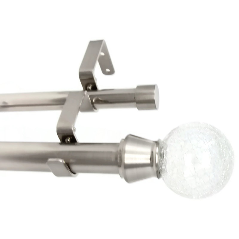 Tringle à rideaux double Cotner, Acier brossé, H 1 po x l 48 po x P 1 po