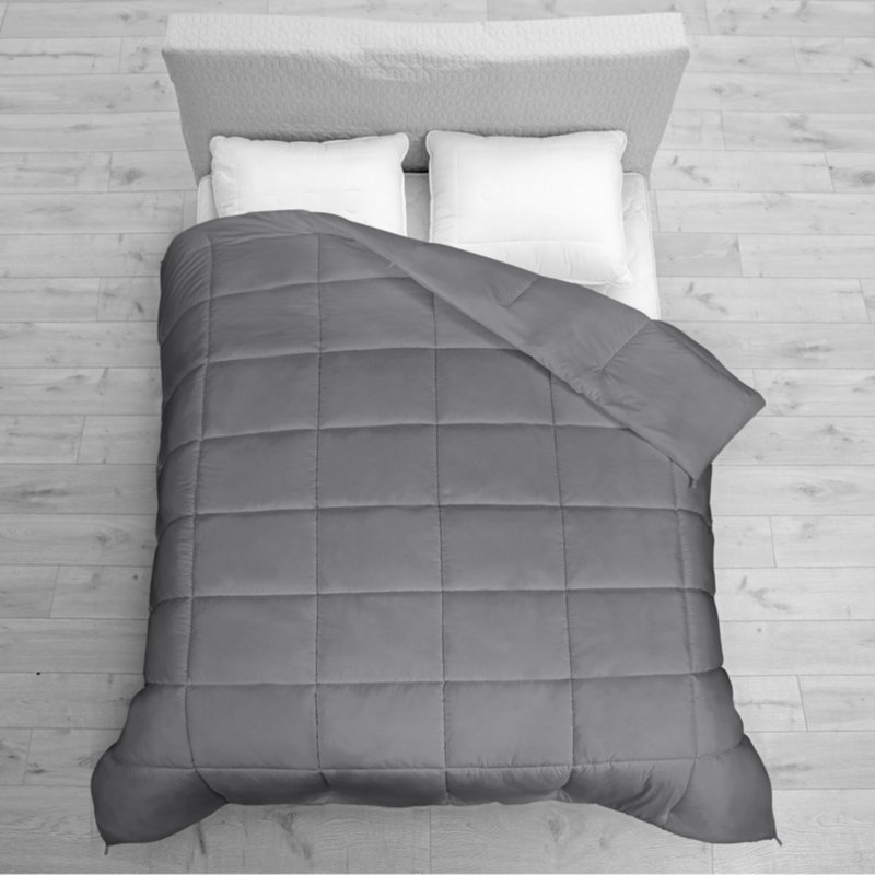 Box Stitch Comforter, King Comforter, Dark Gray