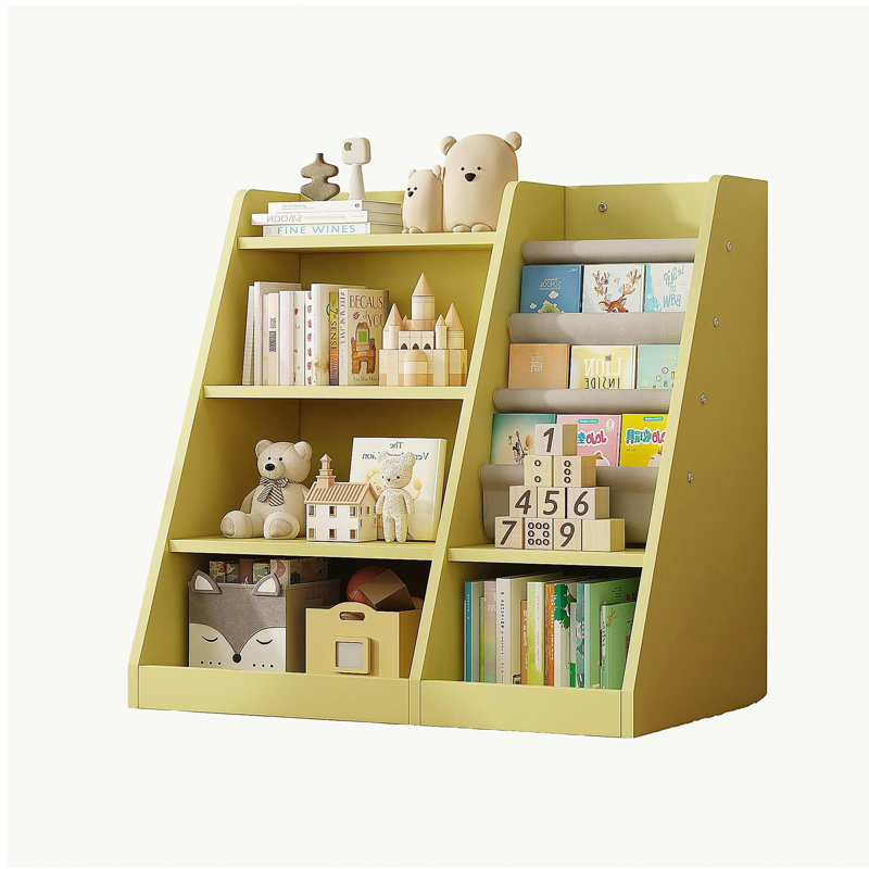 Bibliothèque de jouets jaune en bois, Jaune