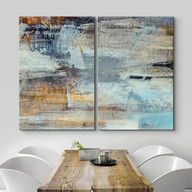 Abstract Grunge Color Composition - ensemble de 2 reproductions sur toiles tendues, H 24 po x l 36 po x 1,5 po