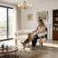 Causeuse ronde avec accoudoirs (beige et naturel)-145905818