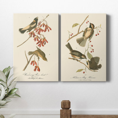 Oiseau de riz Wandering - ensemble de 2 reproductions d'art sur toiles