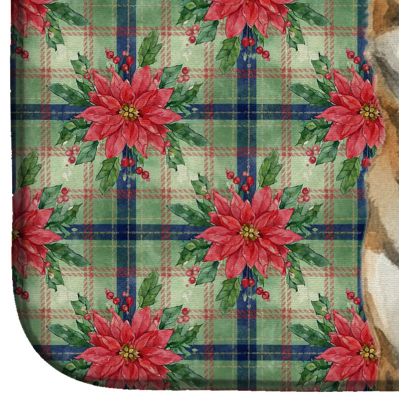 Tapis de vaisselle Brindle Akita Christmas PoinsettIas