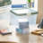 Wham Clip 5x 9L Square Plastic Storage Boxes with Secure Clip Lock Lids. L:29 x W:29 x H:15.5cm Clear/Green Milieu/Stone-107097841