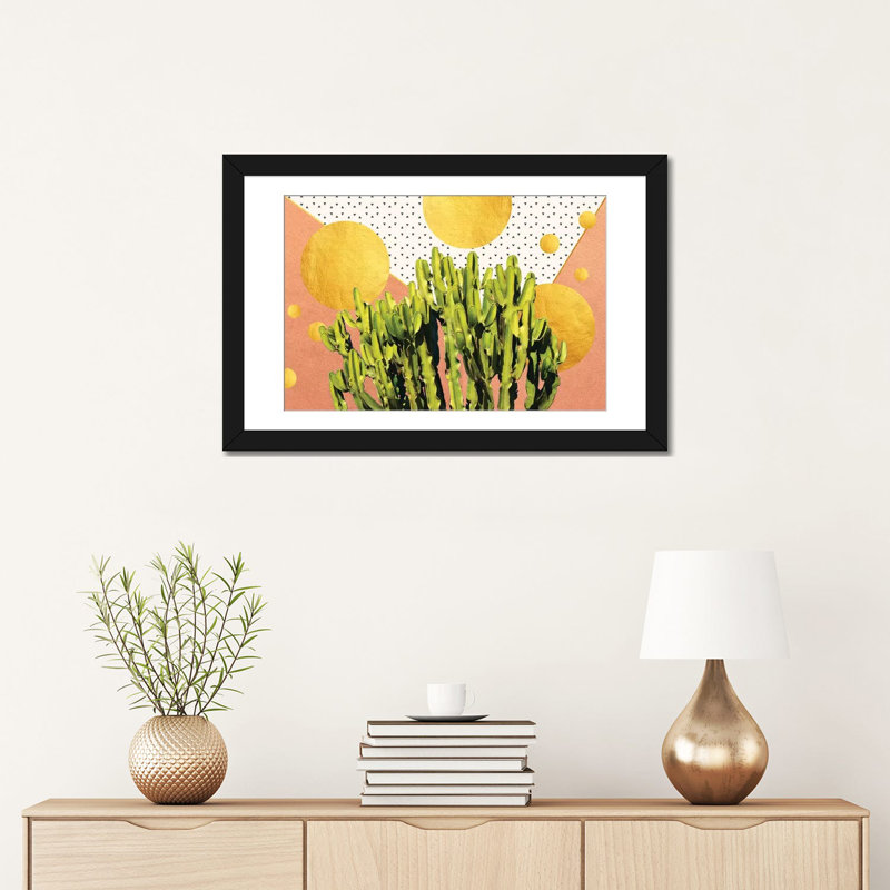 «Cactus Dream», impression sur toile, H 16 po x l 24 po x P 1 po, Papier beaux-arts encadré noir