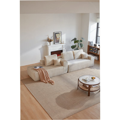 Boneless 104-Inch Cloud Sectional Sofa With L-Shape Chaise, Deep Seating Comfort, Modular Design, And Built-In Side Pockets.