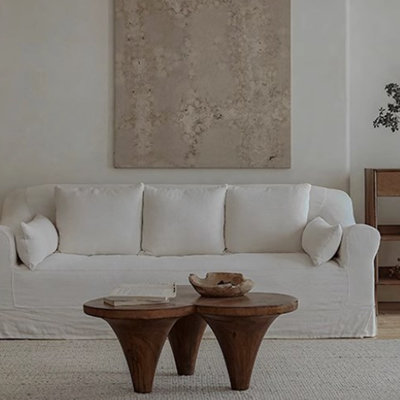 Table basse en bois massif de style Wabi-sabi