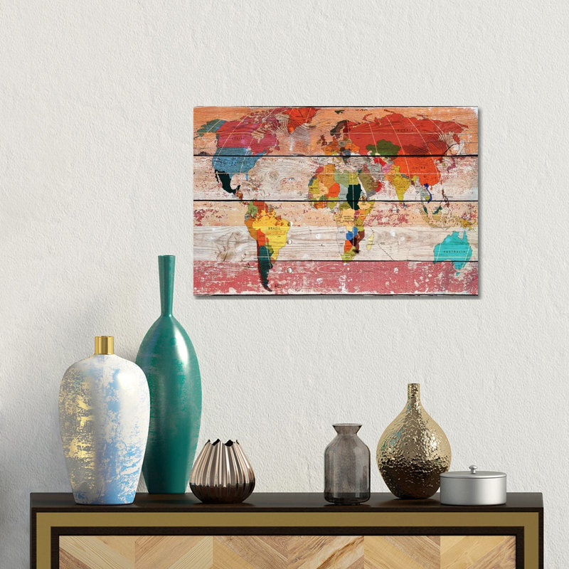World Map by Irena Orlov - Print on Canvas, Wrapped Canvas, 20.32 cm H x 30.48 cm W