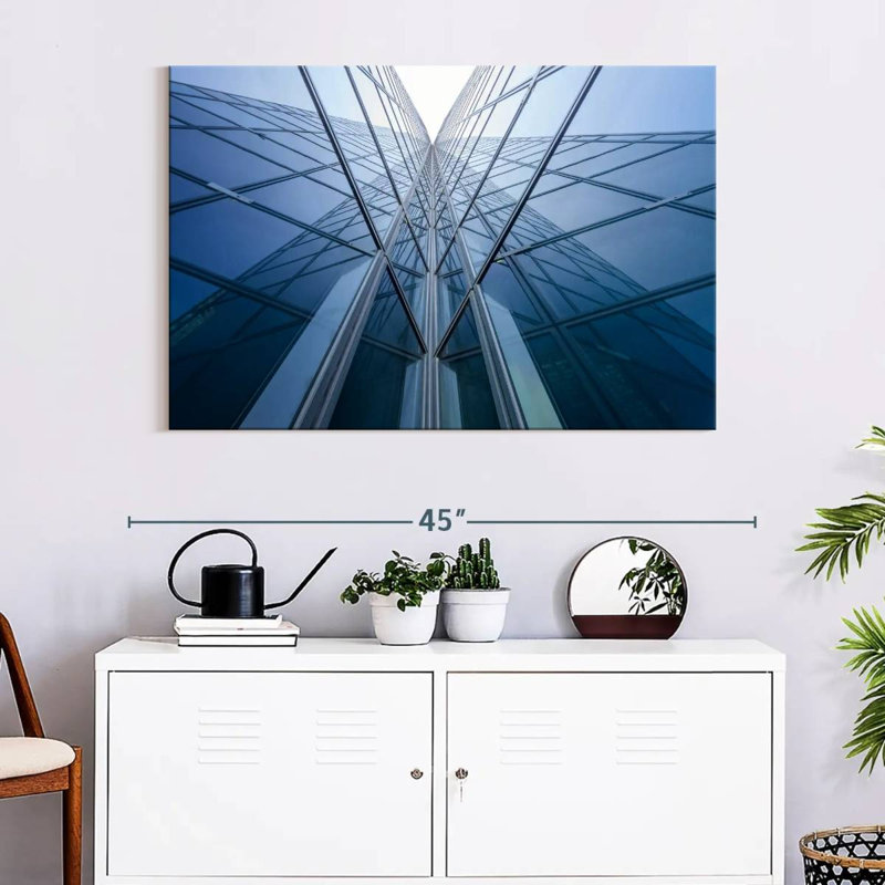 Lilie Modern Glass Building, 26" H x 39" W