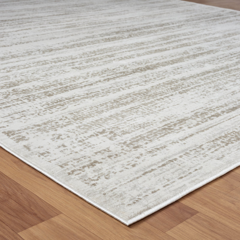 Huseman Beige Textured Horizon Area Rug, Rectangle 9'6" x 13'