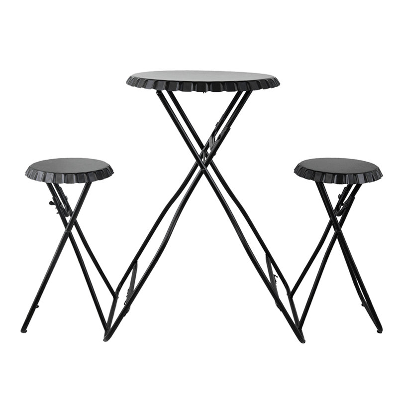 Black Stowable Side Table And Two Seats