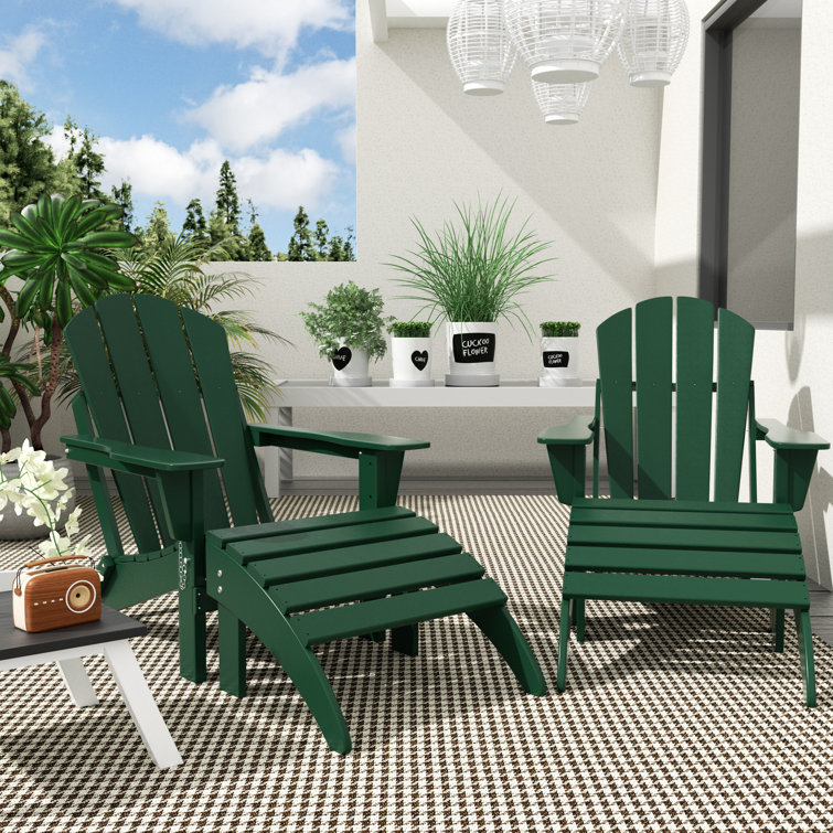 Shawnna 4-Piece Adirondack Conversation Chair with Footrest Ottoman Set