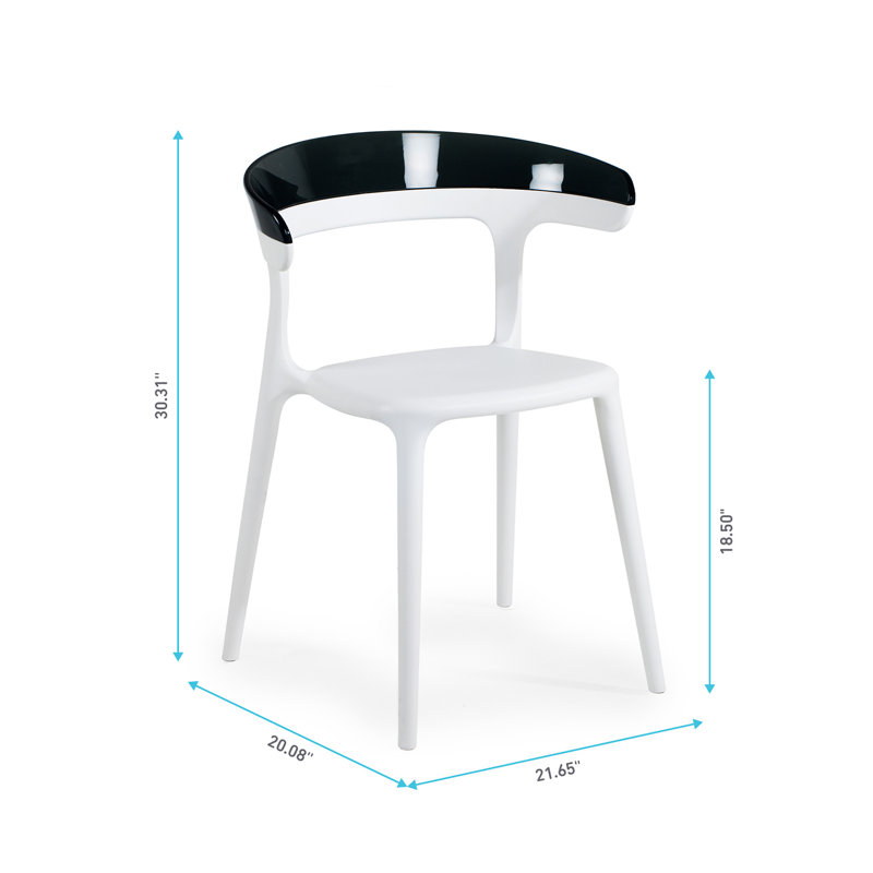 Ensemble de 2 chaises d'appoint de salle à manger d'extérieur Modern, Noir / blanc