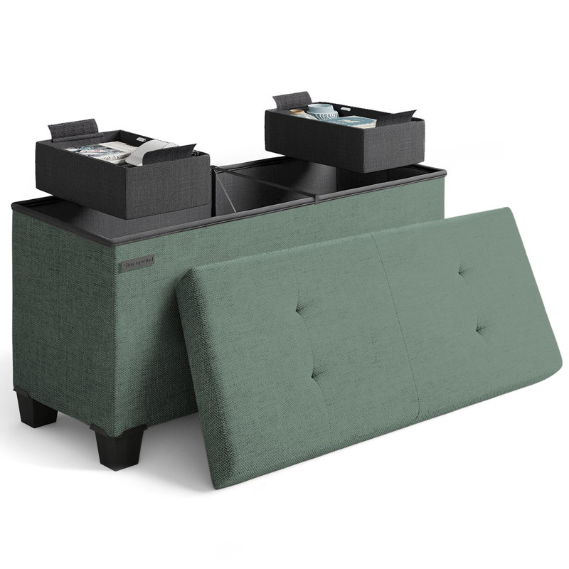 Banc de rangement avec repose-pieds Vérrant, H 15 po x l 30 po x P 15 po, Green