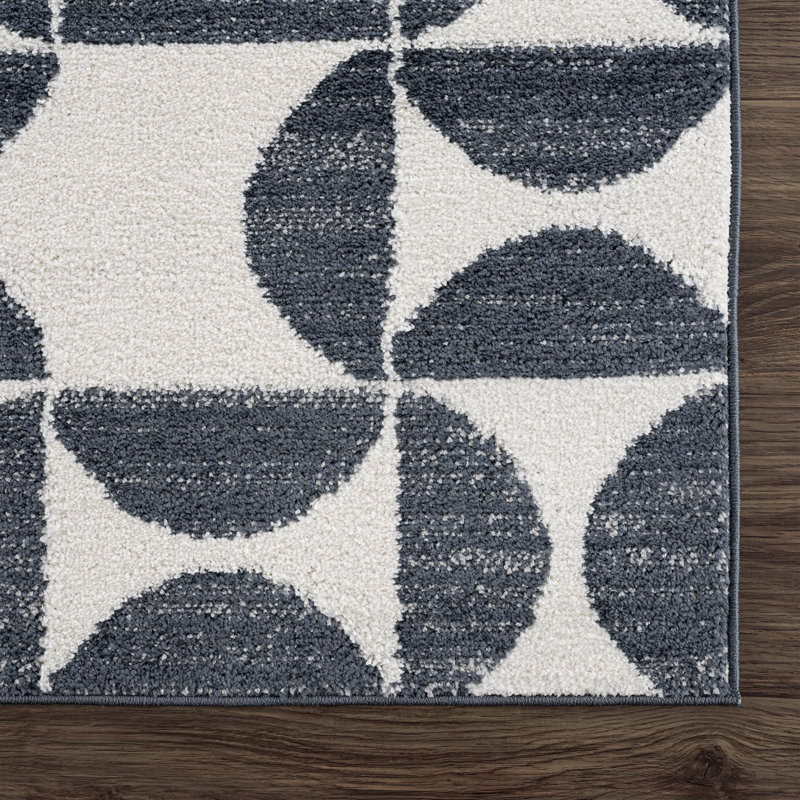 Gotay NUE170A High-Contrast Charcoal and Ivory Area Rug, Rectangle 4' x 6'