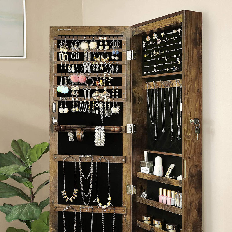 Askins 14.6'' Wide Over-the-Door Jewelry Armoire, Rustic Brown/Black