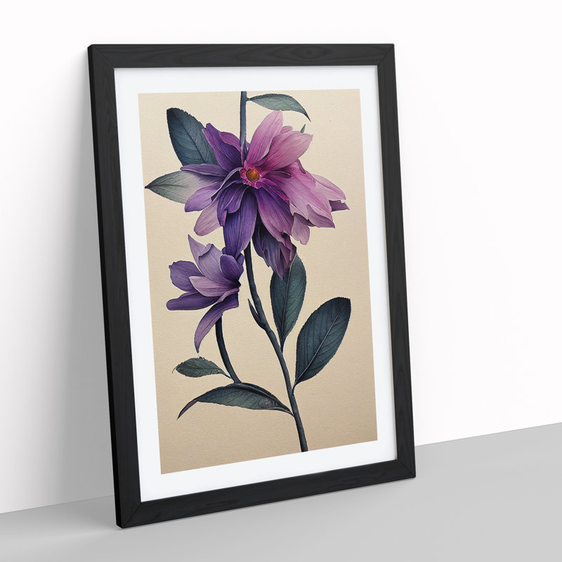 XV1022-4536X The Fine Flower - Single Picture Frame Print, Black , 64cm H x 46cm W x 2cm D