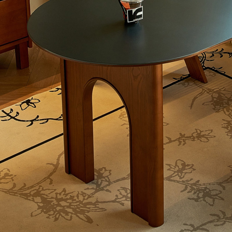 Sintered stone ash dining table set, 29.53"H x 70.87"L x 31.5"W