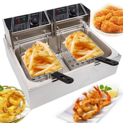 5000W Electric Deep Fryer 12.7QT Commercial Stainless Steel Restaurant Fry Basket -  OUKANING, 11552