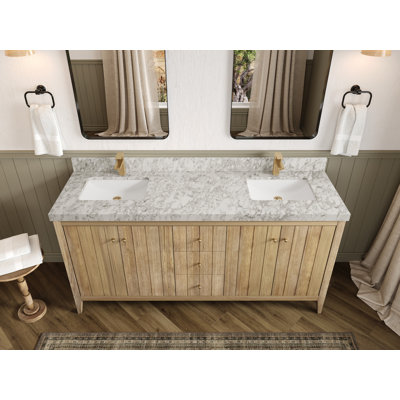 Teck d'Atlanta 72 po X P 22 po De salle de bain à double lavabo gris clair Quartz