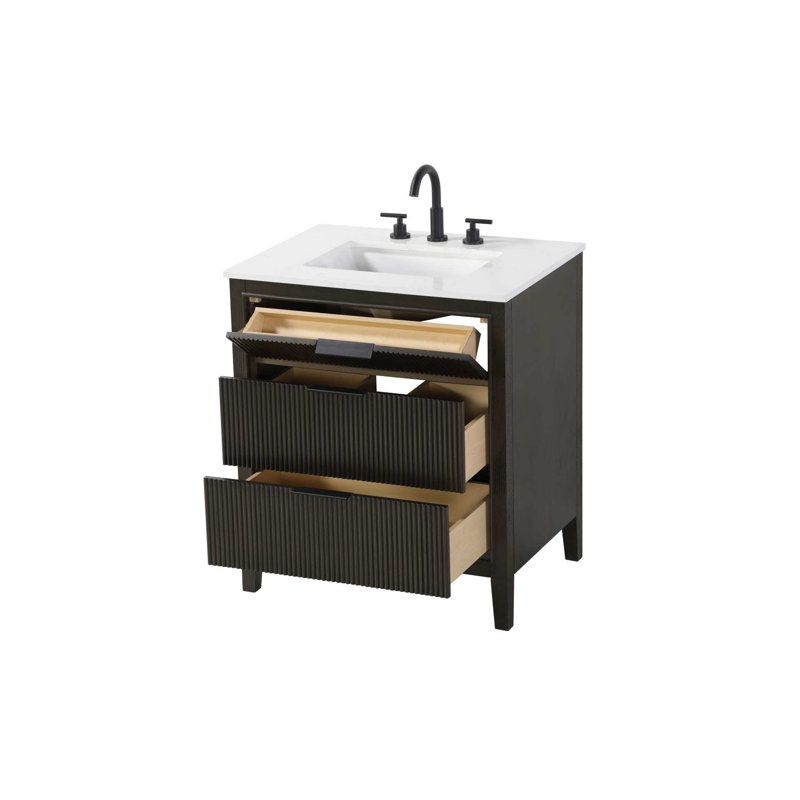 Meuble-lavabo simple 30 po en chêne chocolat, 30", Chêne chocolat