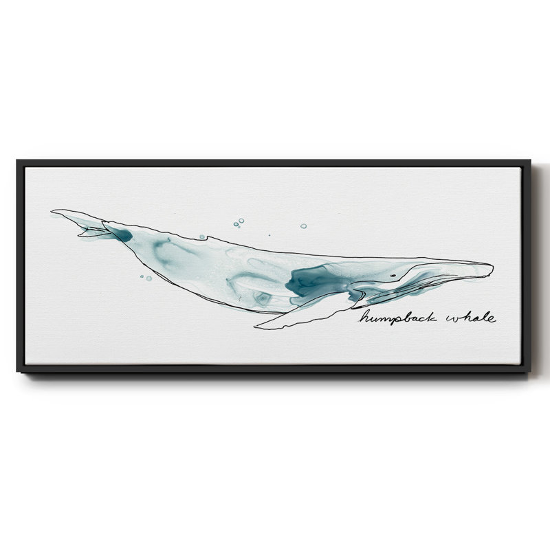 Whale II- Framed Canvas, 12" H x 30" W
