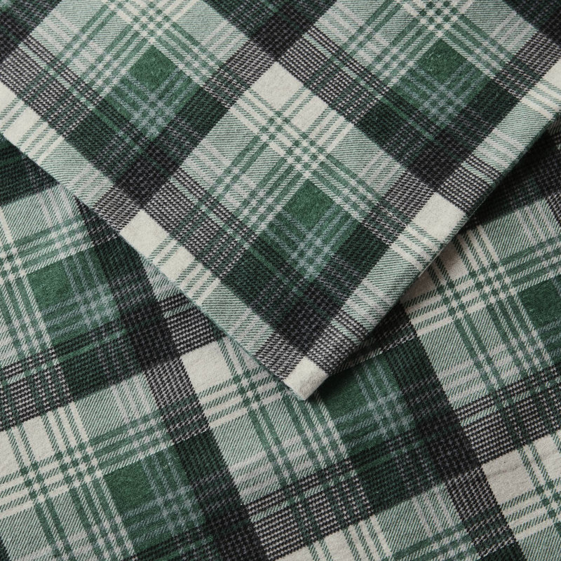 4 pièces pour lit double 100% flanelle de coton à carreaux simple / double taille ajustée l 39 po x L 75 po + P 12 po grand / très grand avec garniture plate et coussins brossés des deux côtés pour une douceur luxueuse élastiquée - taies d'oreiller