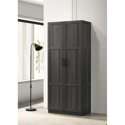 Armoire de rangement en bois d'ingénierie - bois foncé / noir graphite