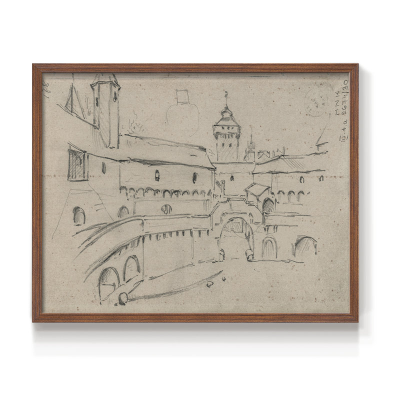 Croquis rétro, Lxxi, reproduction encadrée, H 8 po x l 10 po, Noyer