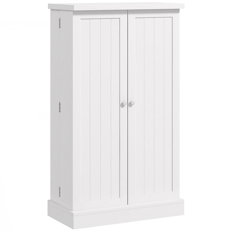 Modern Freestanding Kitchen Cabinet with 12 Door Shelves, Painted White