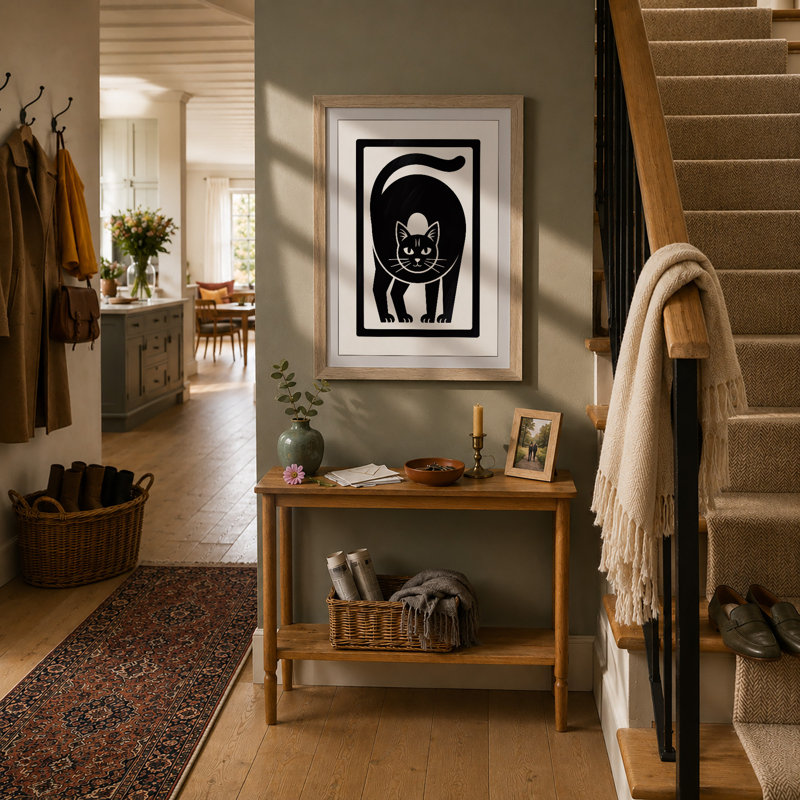 Bold Cat Portrait Minimalist - Print, Oak, A4 - 29.7 x 21.0 cm