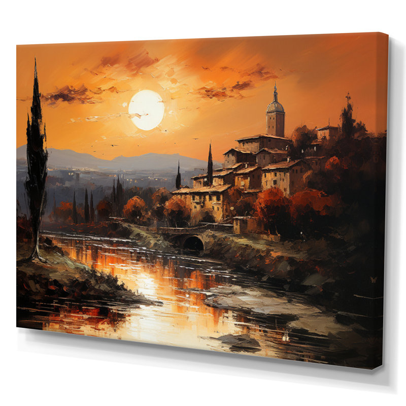 «Italy Tuscan Sunsets I», reproduction d'art sur toile encadrée, 30" H x 40" W, Toile tendue