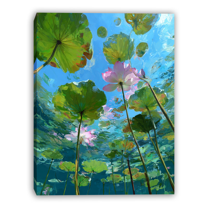 «Skyward Lotus View», art mural sur toile tendue, H 16 po x l 12 po x P 1 po