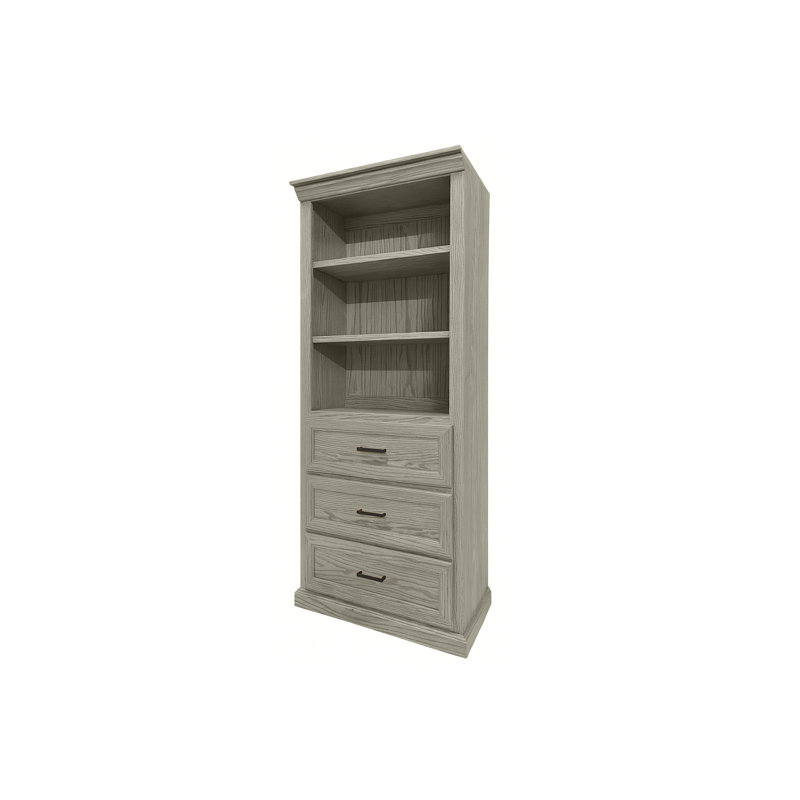 Modern Solid Wood Oak Bookcase with Storage, Soft White