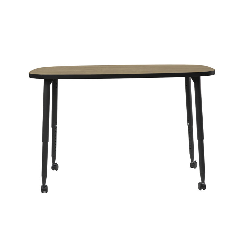 Table d'activité rectangulaire thermofusionnée avec pieds fuselés réglables 31 x 50 Adapte, Chêne Pasadena, Noir
