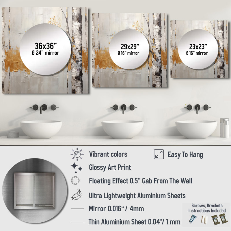 Esthermae - Décoration murale miroir arbre carré pour chambre à coucher, 29 po x 29 po
