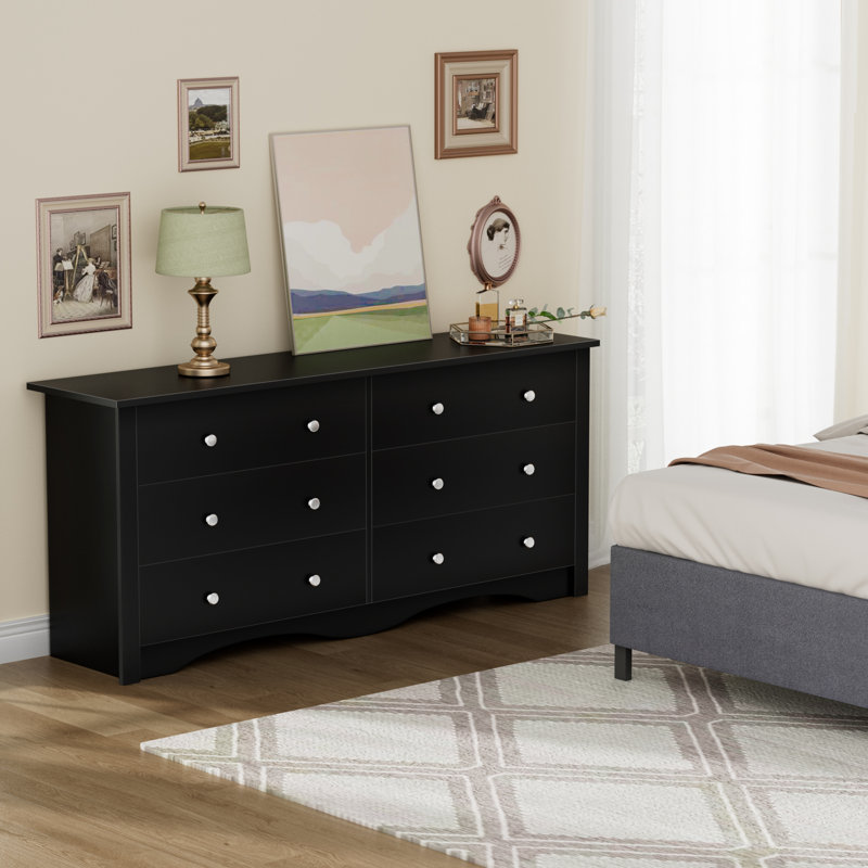 Commode double 6 tiroirs Angelynn, Noir