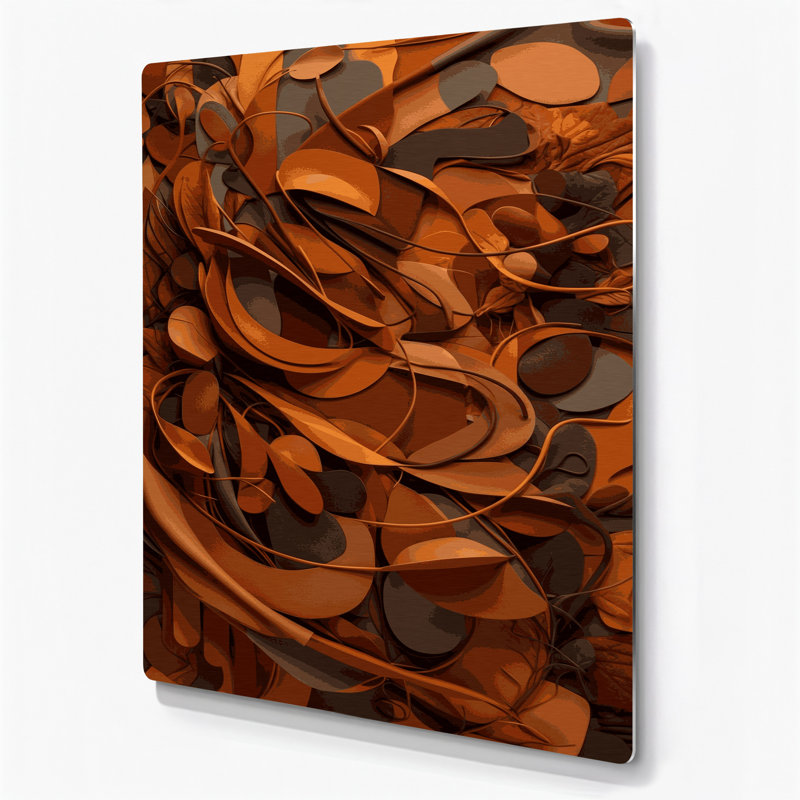 Abstrait 8 formes d'art en métal brun, H 12 po x l 18 po