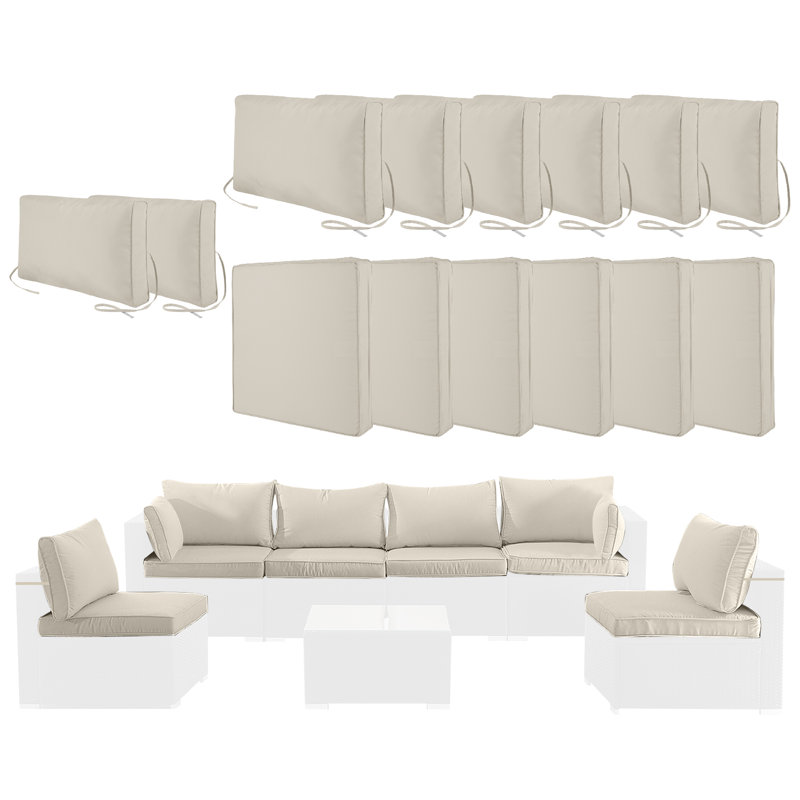 Cushion Covers For 7 Pcs (6-Seaters) Wicker Rattan Sectional Sofa, 14Pack Cushion Slipcovers Set Seat And Back,Outdoor Cushion Slipcover With Zipper, (Only Cover)