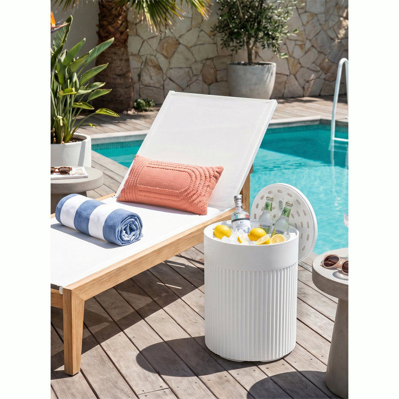Table d'appoint extérieure 3-en-1 avec rangement - patio, piscine, terrasse, White