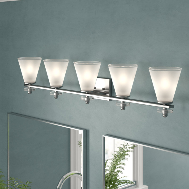 Barre d’éclairage de salle de bain 5 lumières Buhr, Nickel brossé